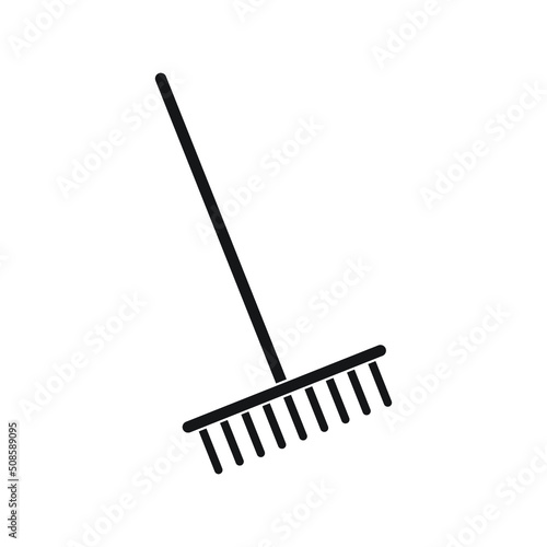 Isolated Rake Outline Symbol On Clean Background.Harrow Element In Trendy Style