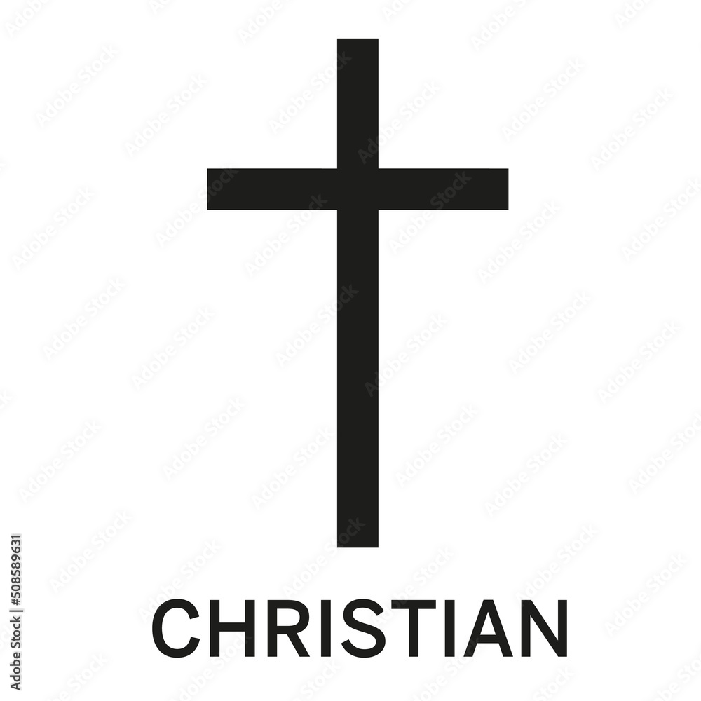 Christian cross icon. World religion symbols. Isolated vector illustration.