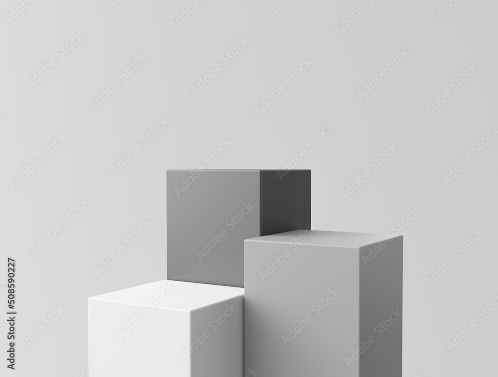 Minimal podium for product display stand pedestal studio gray color background 3d rendering