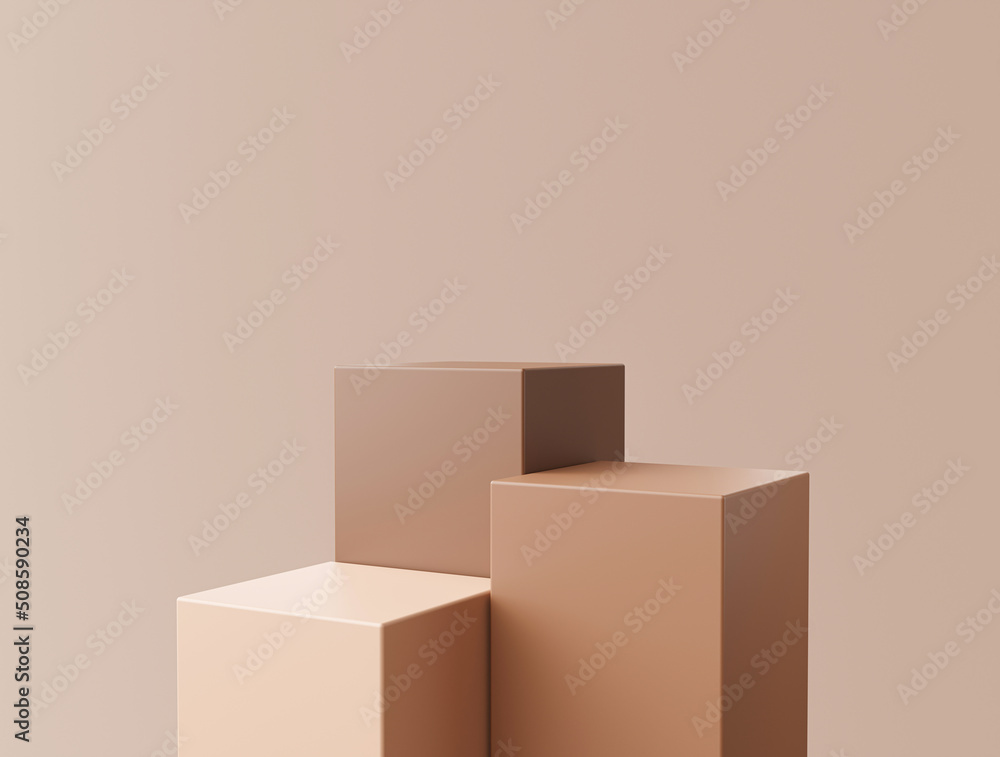 Minimal podium for product display stand pedestal studio brown color background 3d rendering Minimal podium for product display stand pedestal studio brown color background 3d rendering