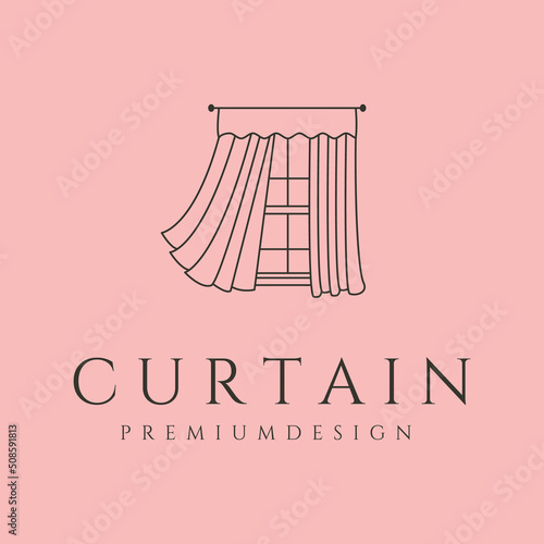 curtain minimalist line art logo vector symbol illustration design
