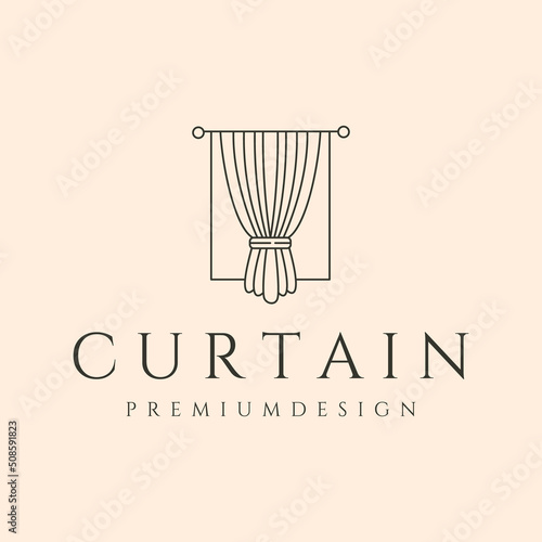 curtain creative line art logo vector symbol illustration design