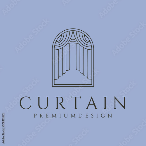 curtain premium icon line art logo vector symbol illustration design