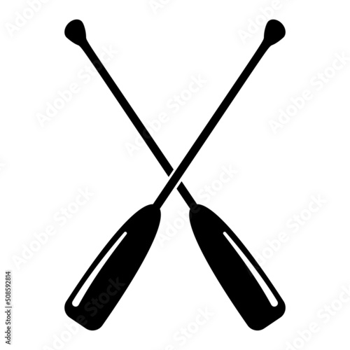 crossed oars or paddles isolated on white background, vector illustration