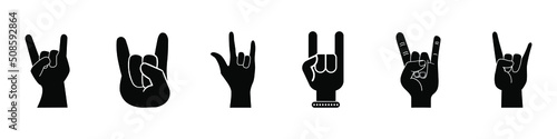 Rock Hand icon vector set. rock and roll illustration sign collection. rock concert symbol or logo.