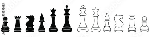 Fotografiet Chess icon vector set