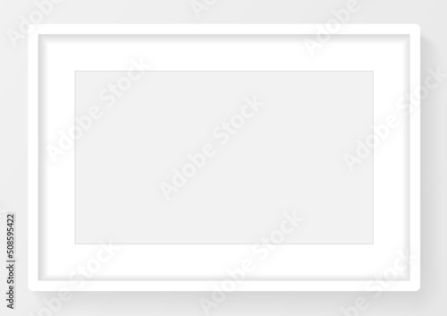 Modern wall picture frame. Realistic empty mockup template isolated vector.
