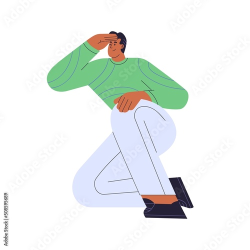 Person searching, looking for new opportunities, ideas, people. Man seeking f...