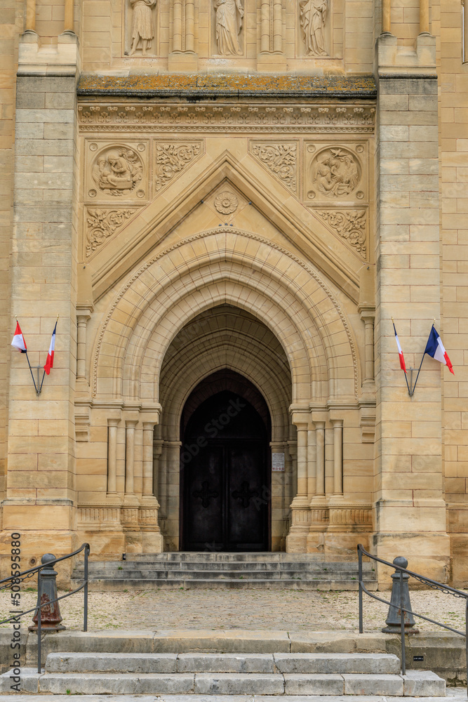 Entrance of Church Notre Dame in Bergerac Dordogne region in Southwest of France