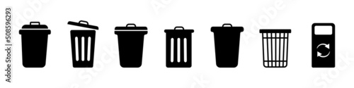 Trash basket. Save environment. Trash can related. Vector line icon for Business and Advertising