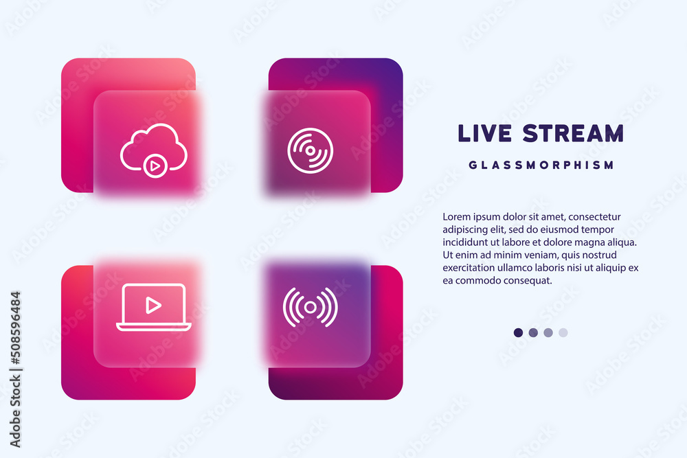 Live stream icon set. Online webinar, training, conference and course. Social media concept. Vector line icon for Business and Advertising Live stream icon set. Online webinar, training, conference and course. Social media concept. Vector line icon for Business and Advertising