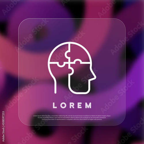 Puzzle head icon. Business infographic concept. Info symbol education, knowledge, psychology, memory, logic. Vector line icon for Business and Advertising