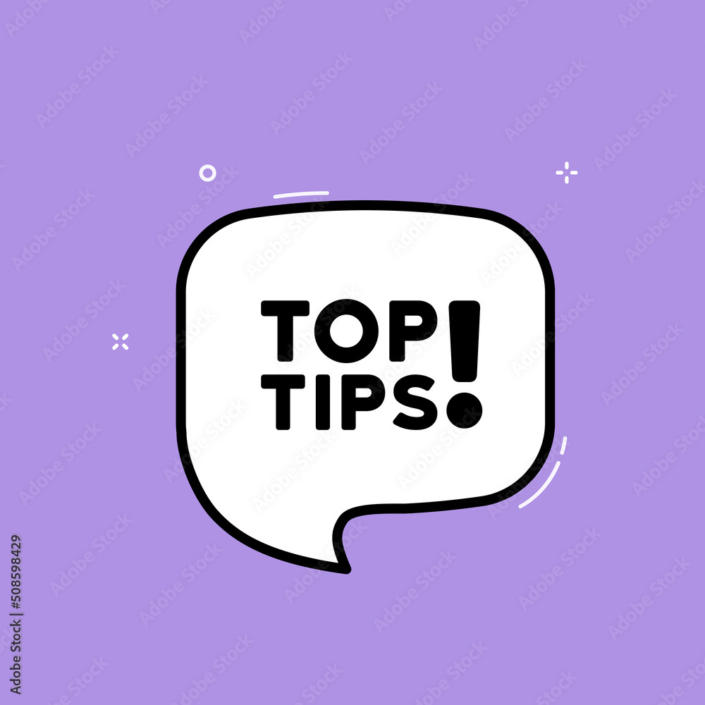 Speech bubble with Top tips text. Boom retro comic style. Pop art style. Vector line icon for Business and Advertising Speech bubble with Top tips text. Boom retro comic style. Pop art style. Vector line icon for Business and Advertising