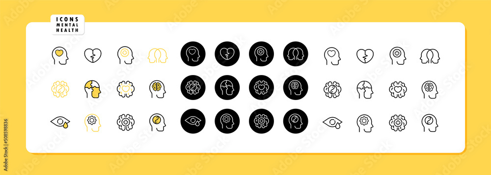 Mental health icon. Split personality. Cardology. Vector line icon for Business and Advertising Mental health icon. Split personality. Cardology. Vector line icon for Business and Advertising