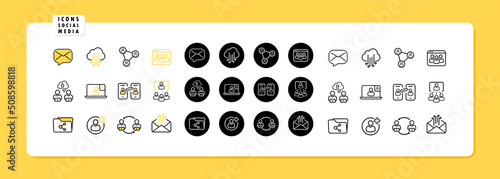 Teamwork icon set. Leadership icon. Social media concept. Vector line icon for Business and Advertising