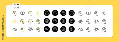 Mental health icon. Split personality. Cardology. Vector line icon for Business and Advertising