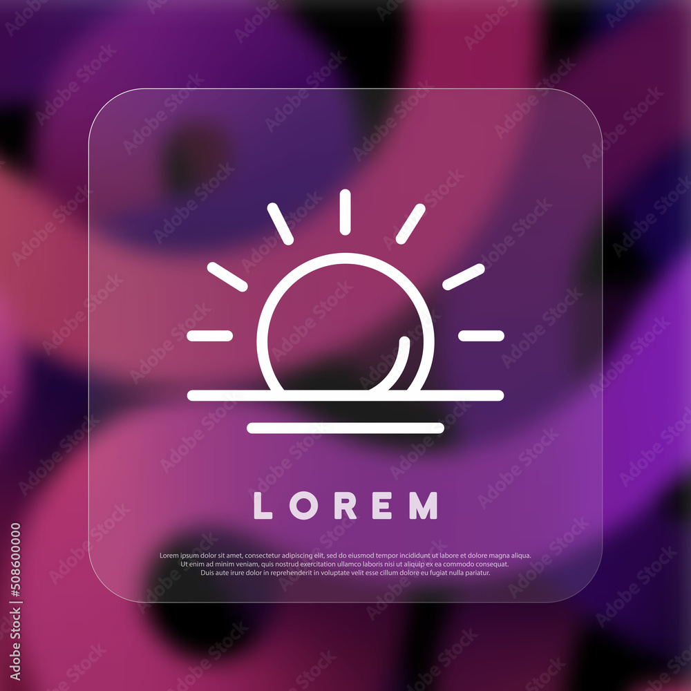 Sun icon. Sunny day. Weather concept. Glassmorphism style. Vector line icon for Business and Advertising Sun icon. Sunny day. Weather concept. Glassmorphism style. Vector line icon for Business and Advertising