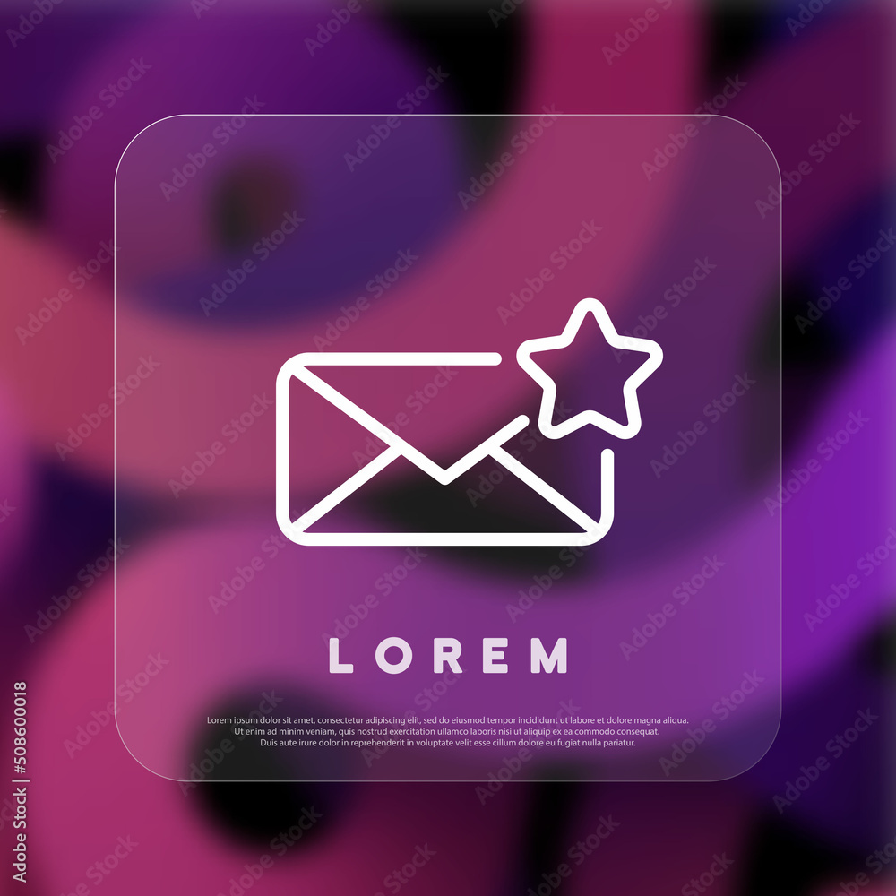 Message icon. Favourite message. Glassmorphism style. Vector line icon for Business and Advertising Message icon. Favourite message. Glassmorphism style. Vector line icon for Business and Advertising