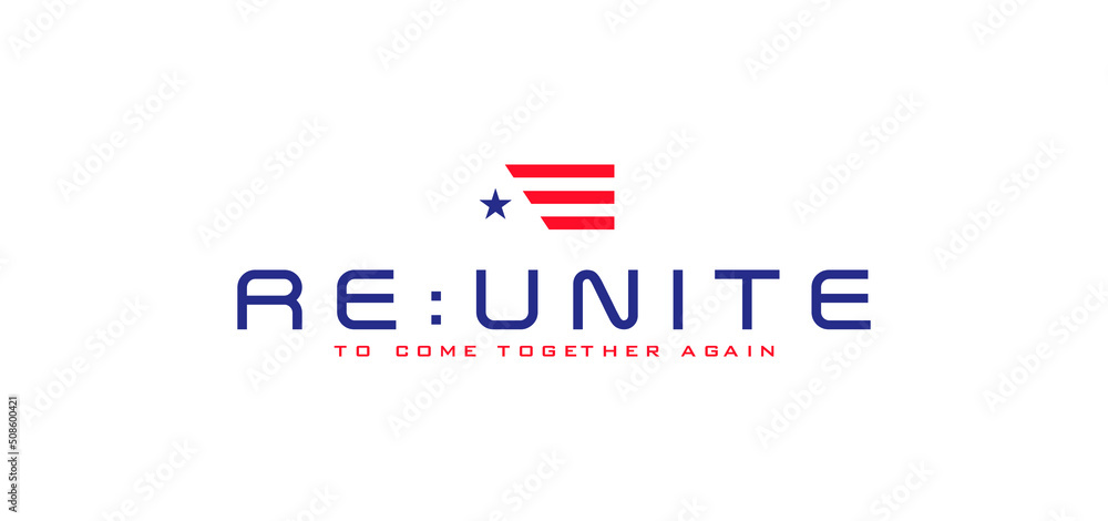 Reunite to come together again typographic slogan for t-shirt prints, posters, Mug design and other uses.