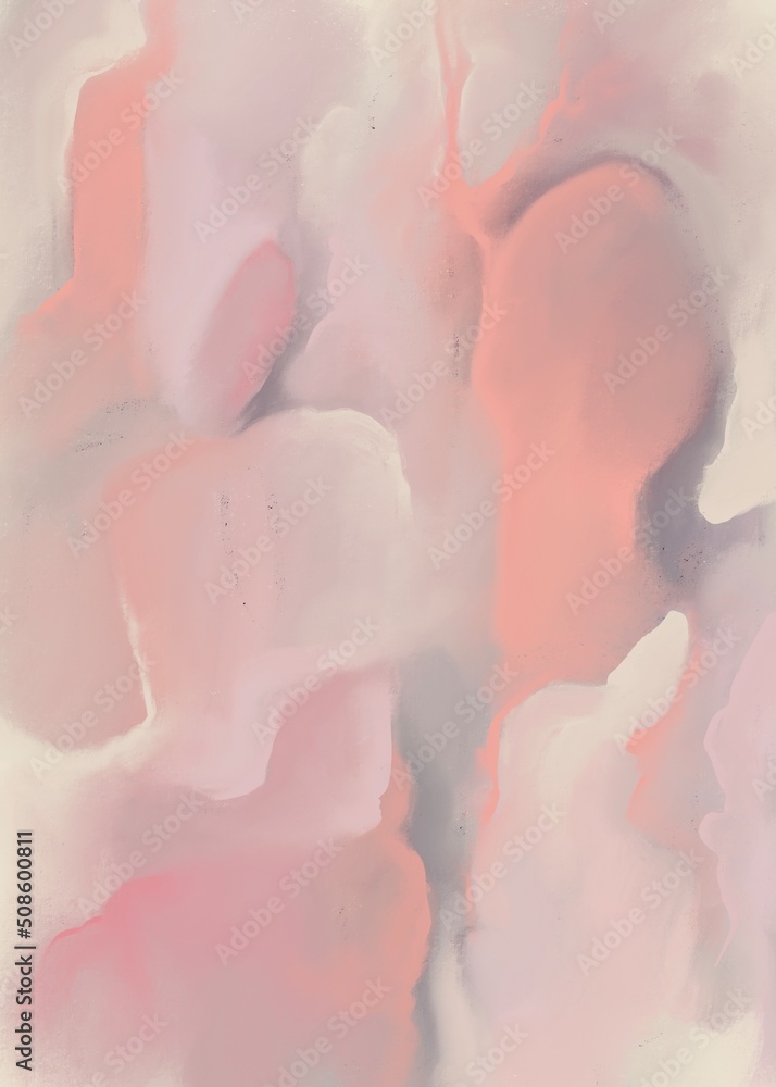 Abstract Digital Acrylic Painting In Muted Pastel Colors 