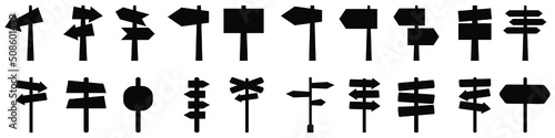Direction board icon vector set. pointer illustration sign collection. route symbol.