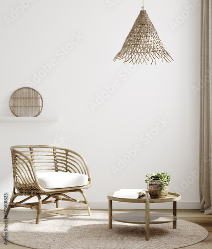 Photo Home interior background, cozy room in farmhouse style, 3d render