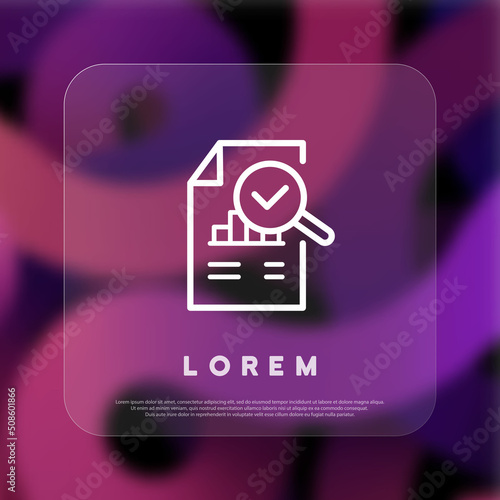 Document study icon. Infographic. Business concept. Glassmorphism style. Vector line icon for Business and Advertising