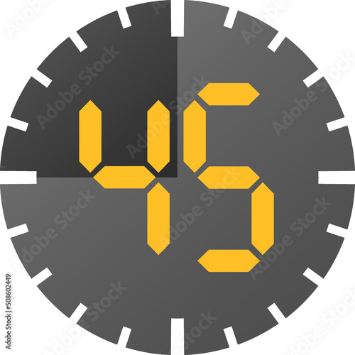 Simple 45 minutes timer clock icon 