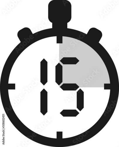 Simple 15 minutes timer clock icon 