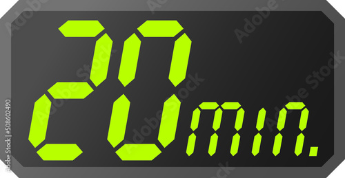 Simple 20 minutes digital timer clock icon 