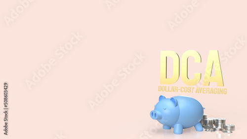 The piggy bank and coins for dca or Dollar Cost Averaging concept 3d rendering photo