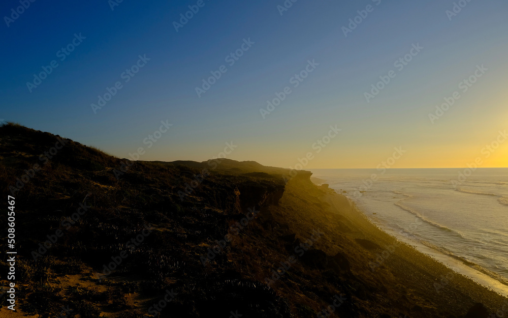twilight time by the ocean bay, hill at the ocean twilight time by the ocean bay, hill at the ocean