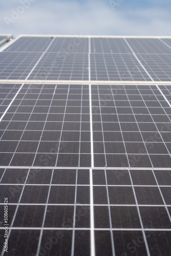 Macro detail of photovoltaic solar panel to create renewable energy. High quality photo