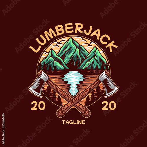 Lumberjack Mountain Illustration