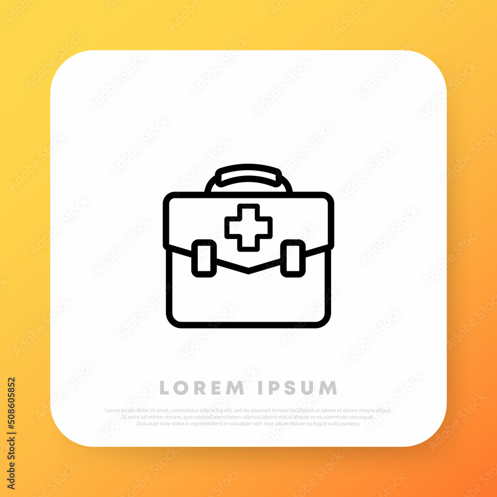 Medical box line icon. Suitcase. Health care and medicine concept. Vector line icon for Business and Advertising Medical box line icon. Suitcase. Health care and medicine concept. Vector line icon for Business and Advertising