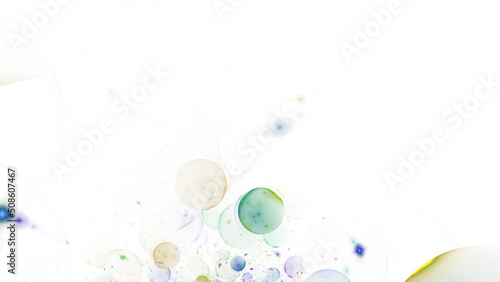 Abstract green and gold bubbles. Fantastic colorful background. Digital fractal art. 3d rendering.