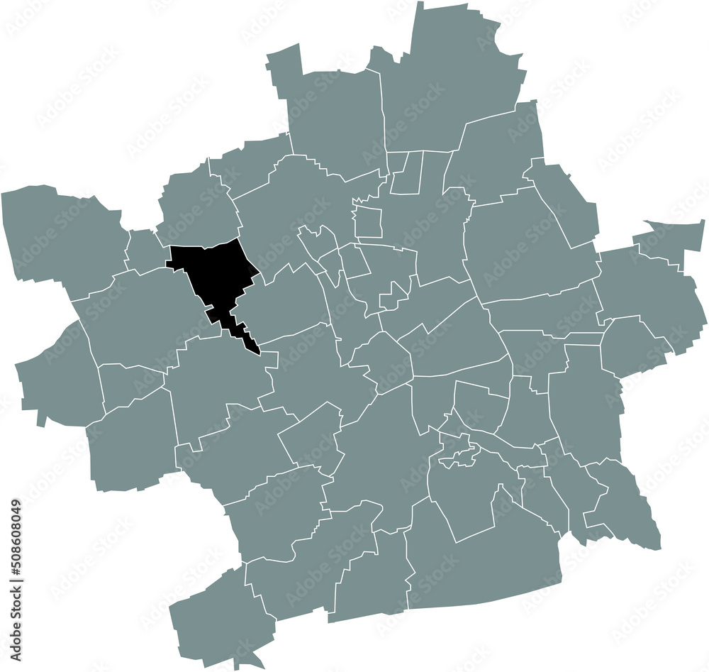 Black flat blank highlighted location map of the 
SALOMONSBORN DISTRICT inside gray administrative map of Erfurt, Germany