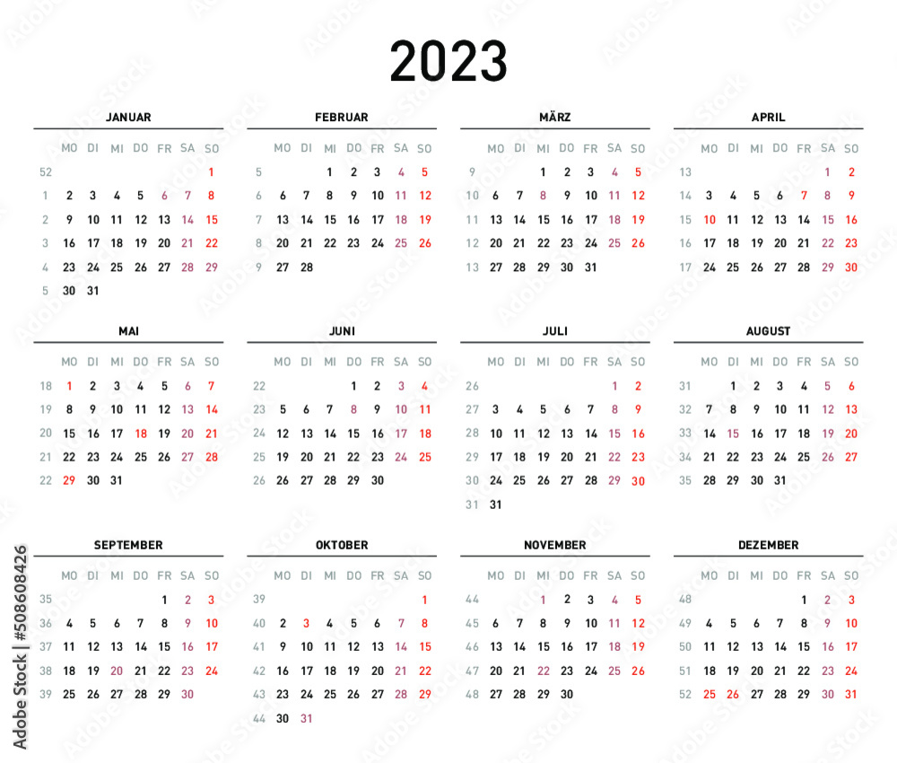 Kalender 2023 Stock Vector | Adobe Stock