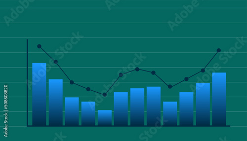business graph showing growth.monthly growth and contraction diagram. Economic data analysis concept.