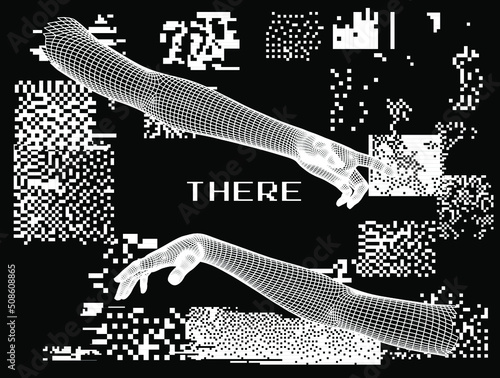 3D low-poly models of hands about to touch each other, as in the "Creation of Adam" scene.
