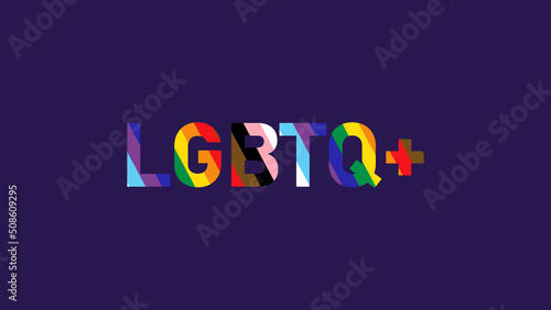 LGBTQ+ Pride Month word text LGBT community flag. Abstract background wave with Pride word glowing LGBT flag Lesbian, Gay, Bisexual, Transgender rainbow flag vector illustration
