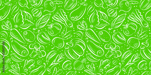 Vegetables seamless pattern. Farm organic food seamless background vector