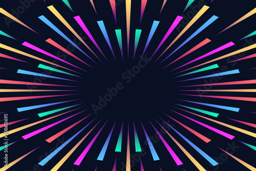Firework vector background. Sunburst colorful strips. 10 eps