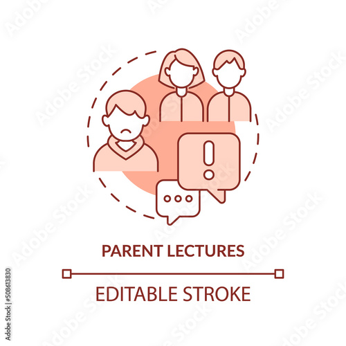 Parent lectures terracotta concept icon. Concern facing teens abstract idea thin line illustration. Deal with teenager. Isolated outline drawing. Editable stroke. Arial, Myriad Pro-Bold fonts used