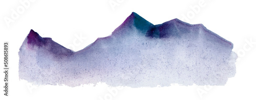 mountains, landscape design watercolor hand painting. Isolated on white background.
