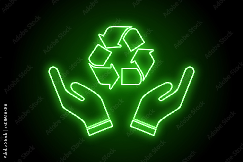 hand holding recycling symbol eco environment with hand holding recycling symbol eco environment with