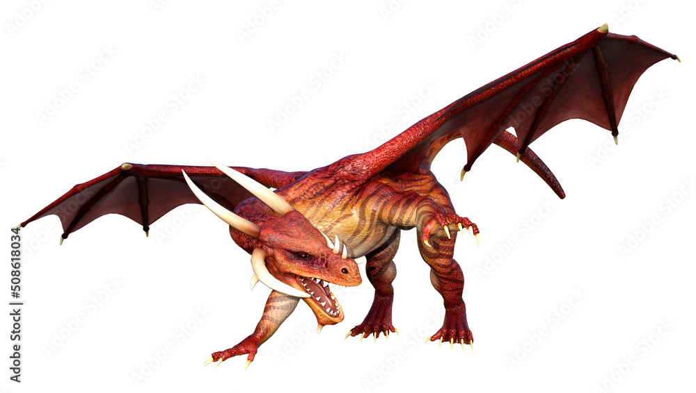 3D Rendering Fairy Tale Dragon on White 3D Rendering Fairy Tale Dragon on White