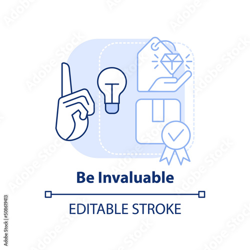 Be invaluable light blue concept icon. Communication part abstract idea thin line illustration. Dependable salesperson. Isolated outline drawing. Editable stroke. Arial, Myriad Pro-Bold fonts used