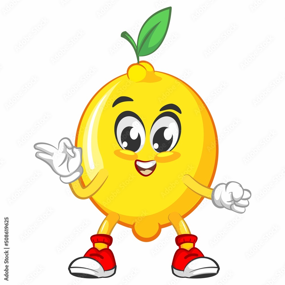 cute lemon fruit mascot character illustration logo icon vector in happy cute lemon fruit mascot character illustration logo icon vector in happy