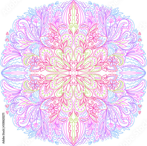 Vector illustration of mandala. Light, peace and spirit concept. Tattoo, spiritual yoga.